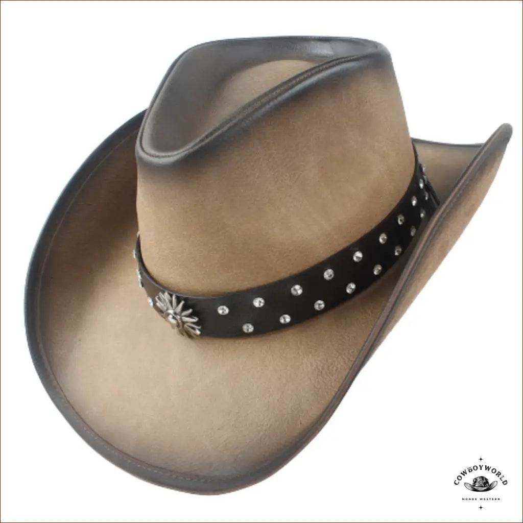 Chapeau de Cowboy Cuir Bi Color Homme - Cowboy World
