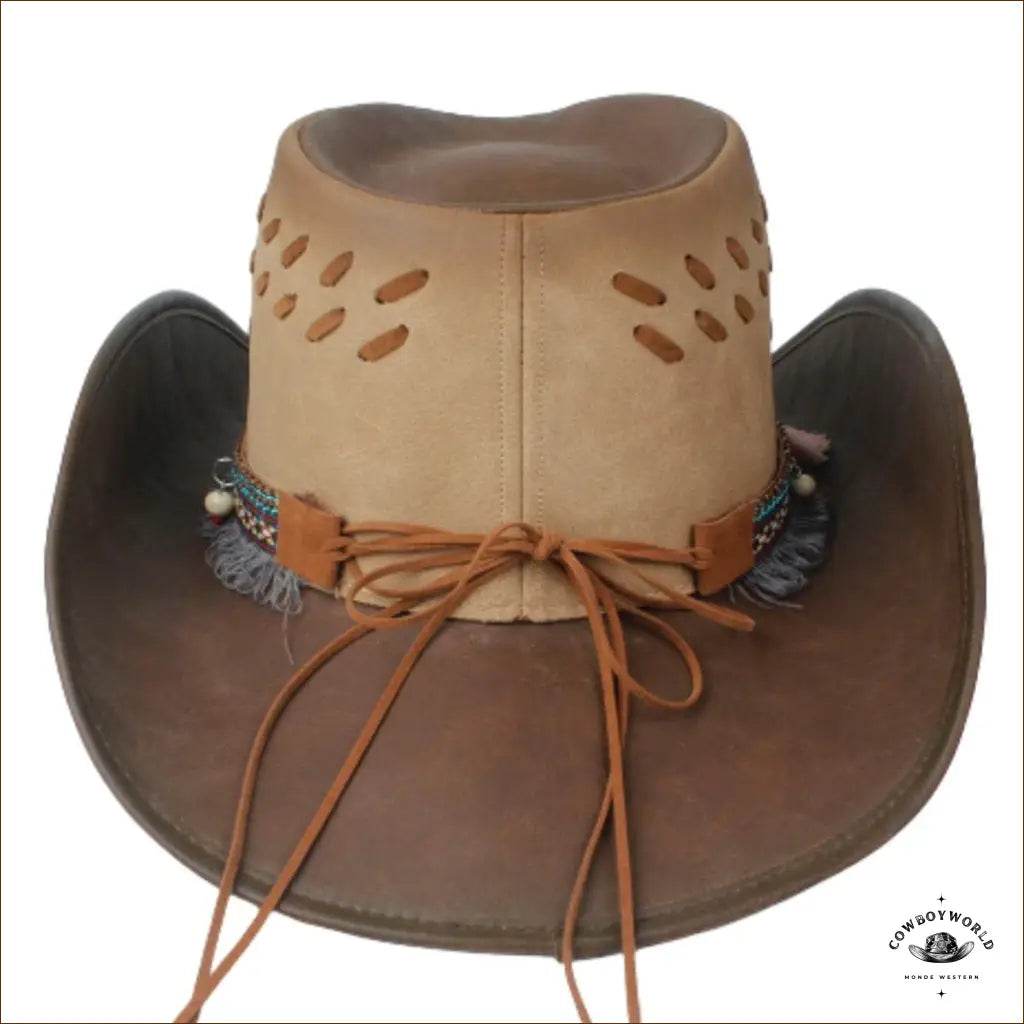 Chapeau de Cowboy Cuir Marron Femme - Cowboy World