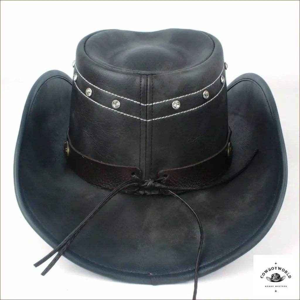 Chapeau de Cowboy Cuir Noir - Cowboy World