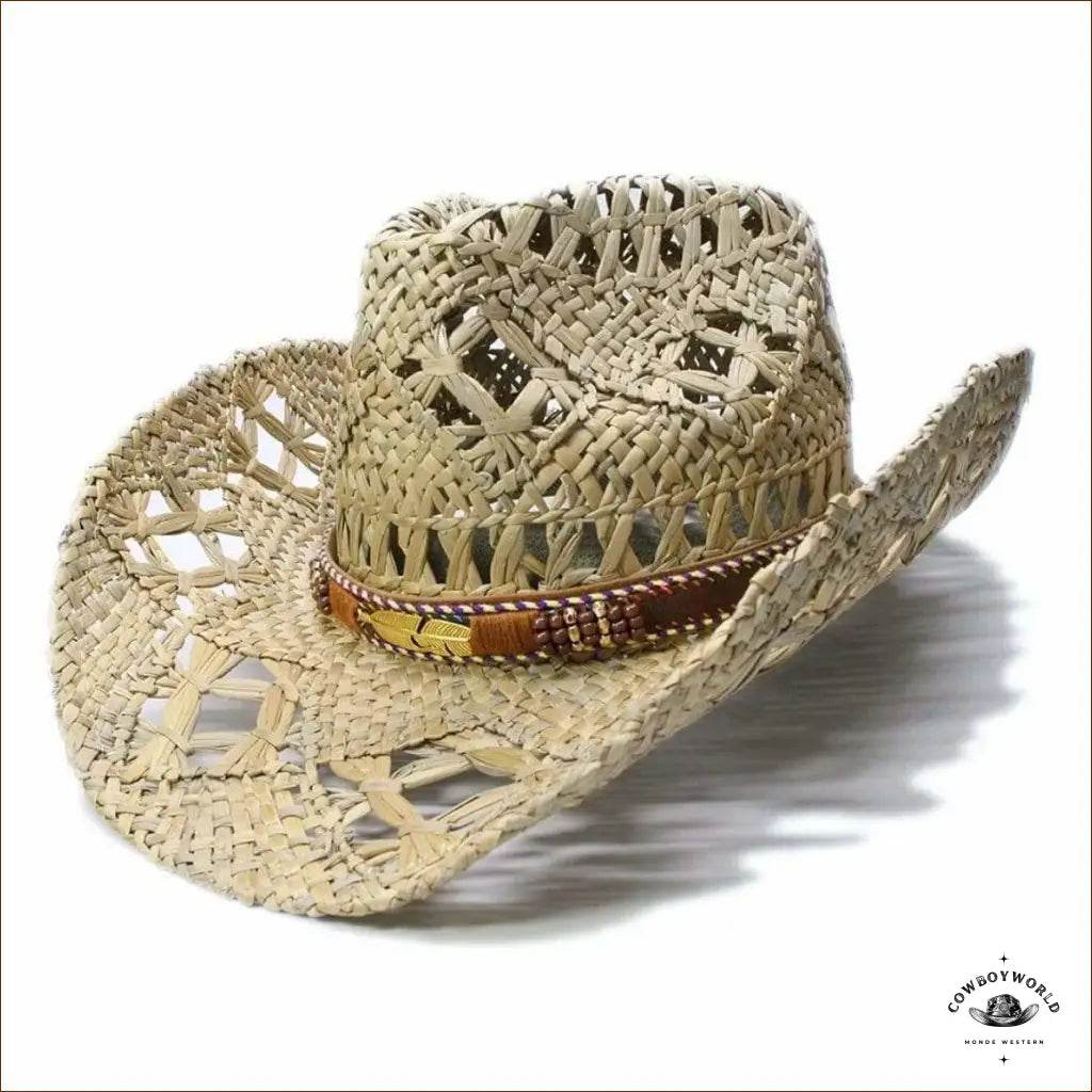 Chapeau de Cowboy en Paille Feathers - Cowboy World