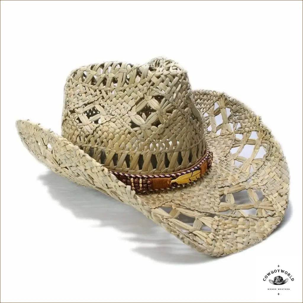 Chapeau de Cowboy en Paille Feathers - Cowboy World