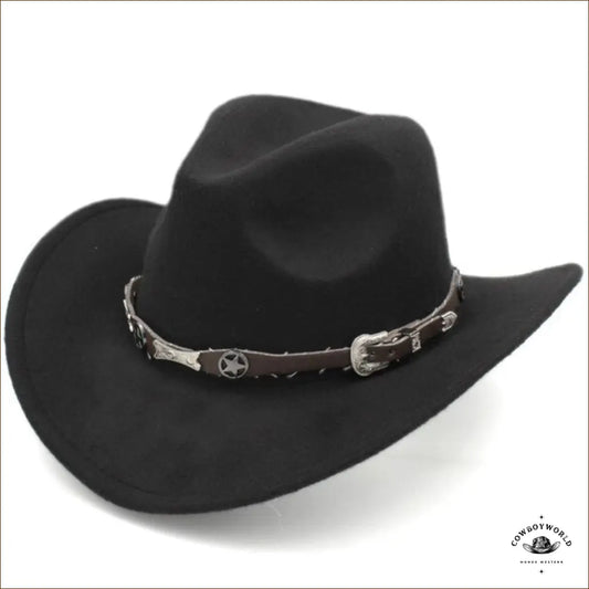 Chapeau de Cowboy Feutre Noir Homme