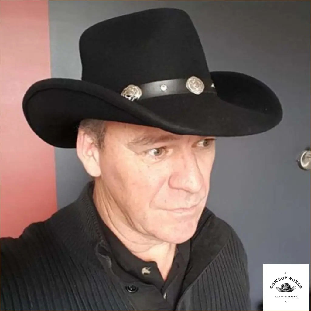 Chapeau de Cowboy Noir en Laine