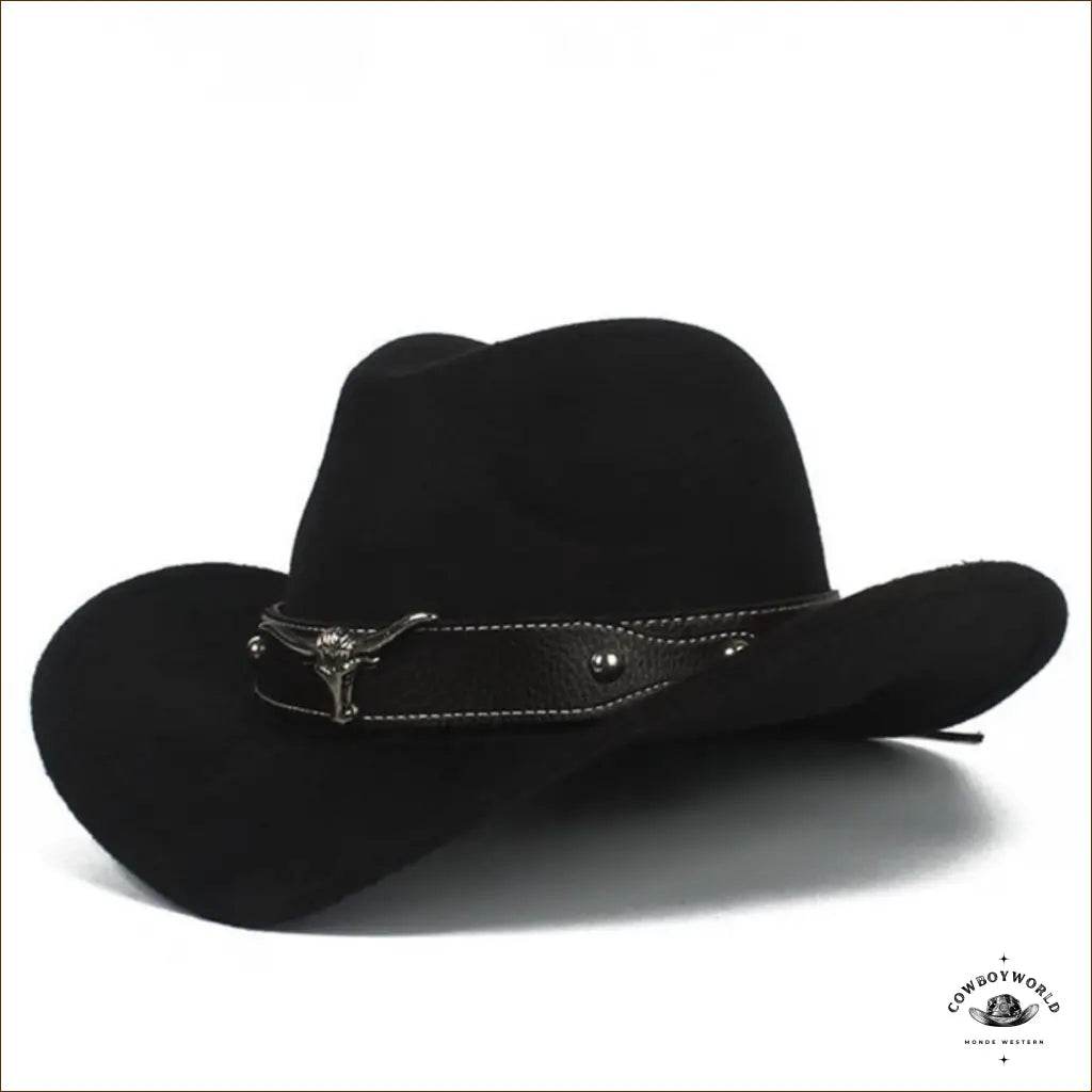 Chapeau Feutre Laine Western Noir - Cowboy World