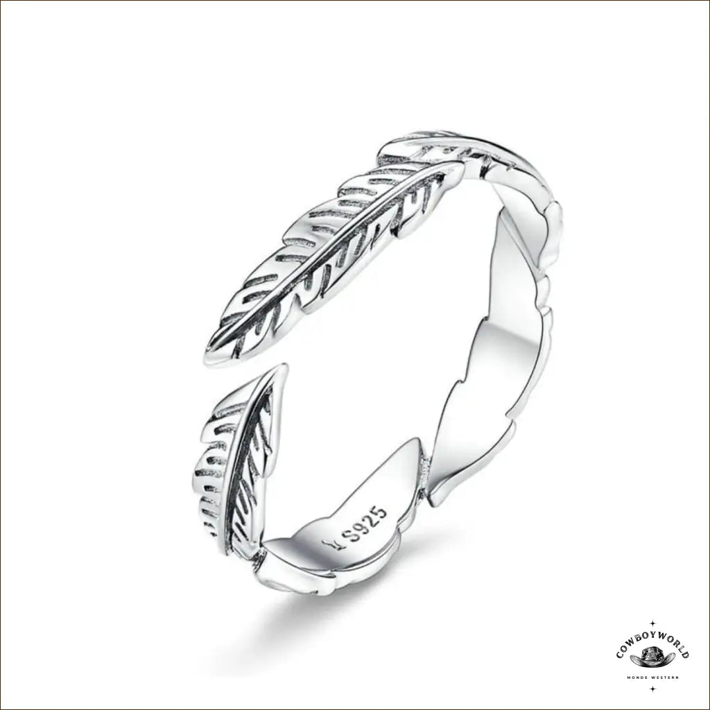 Bague Plume Ajustable (Argent)