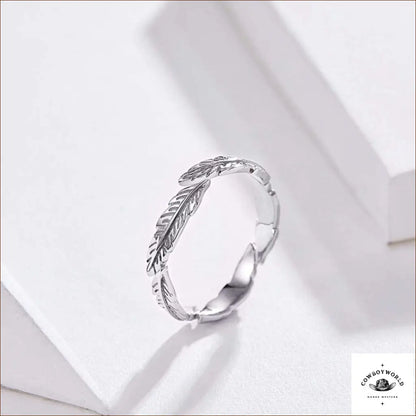 Bague Plume Ajustable (Argent)