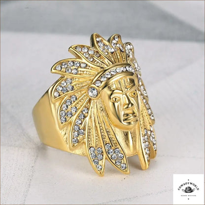 Bague Western Homme Indien Or