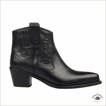 Bottines Cowboy Noires Cuir Femme