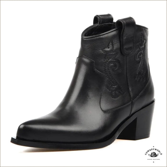 Bottines Cowboy Noires Cuir Femme