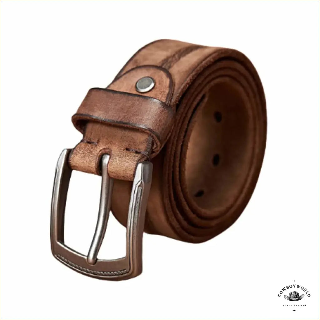 Ceinture en Cuir Marron Homme Western