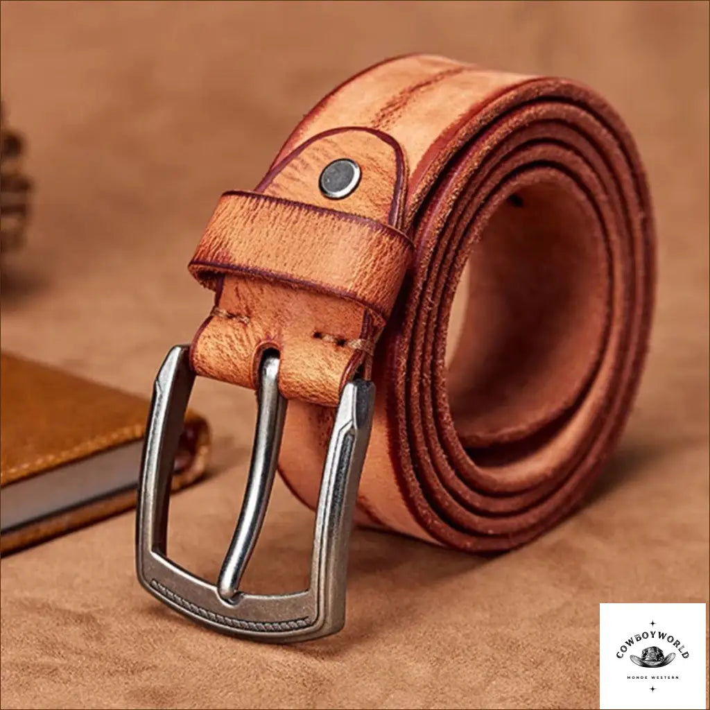 Ceinture en Cuir Marron Homme Western