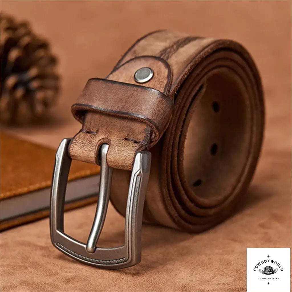 Ceinture en Cuir Marron Homme Western