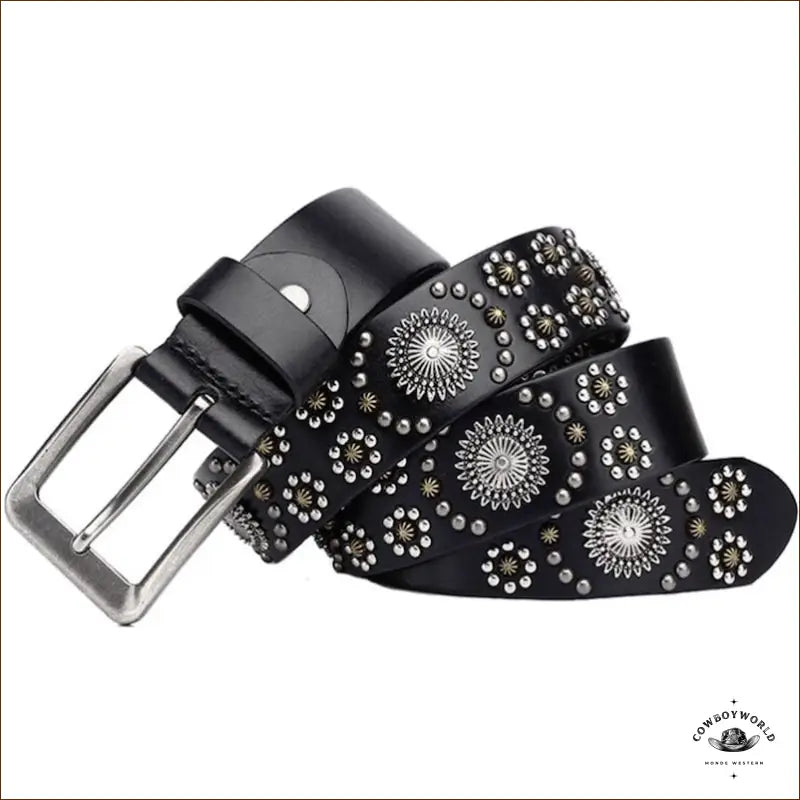 Ceinture Femme Cuir Noir Western