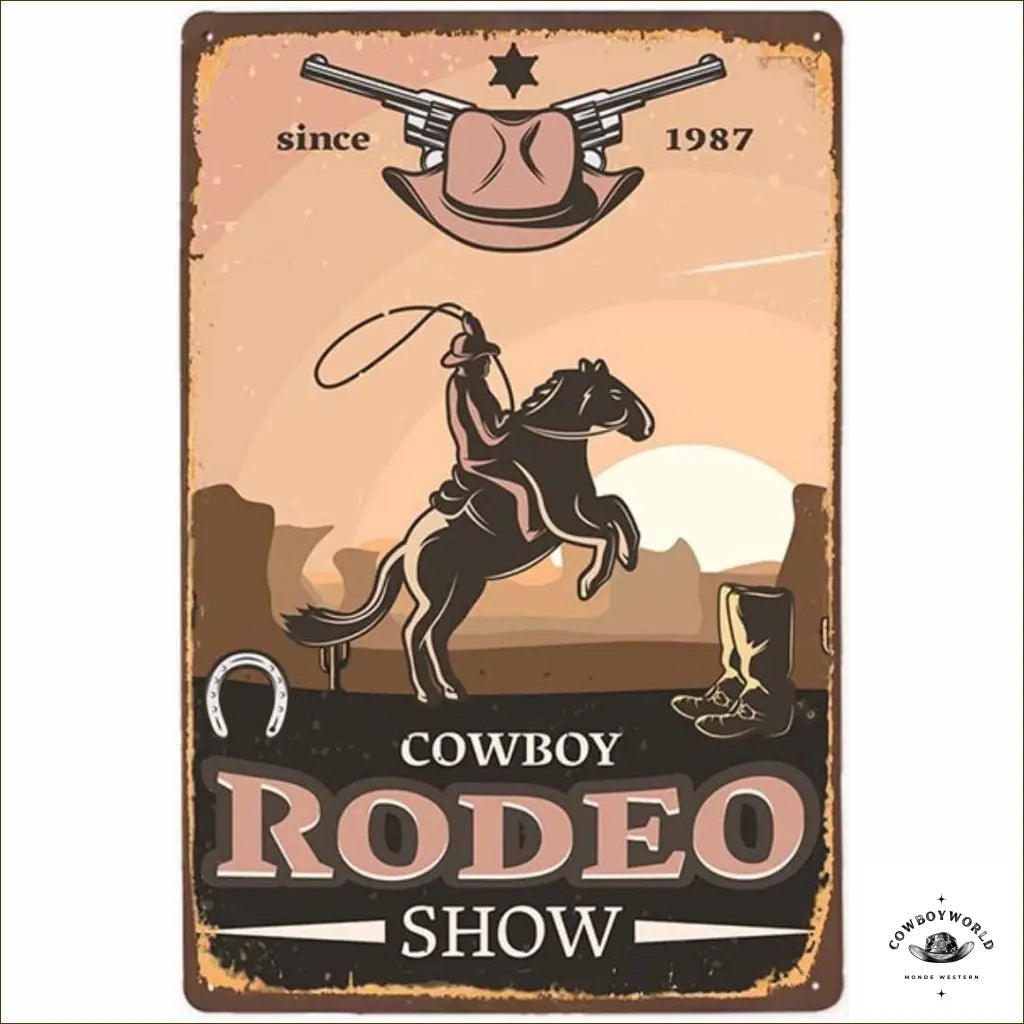 Plaque Métal Cowboy Rodeo Show