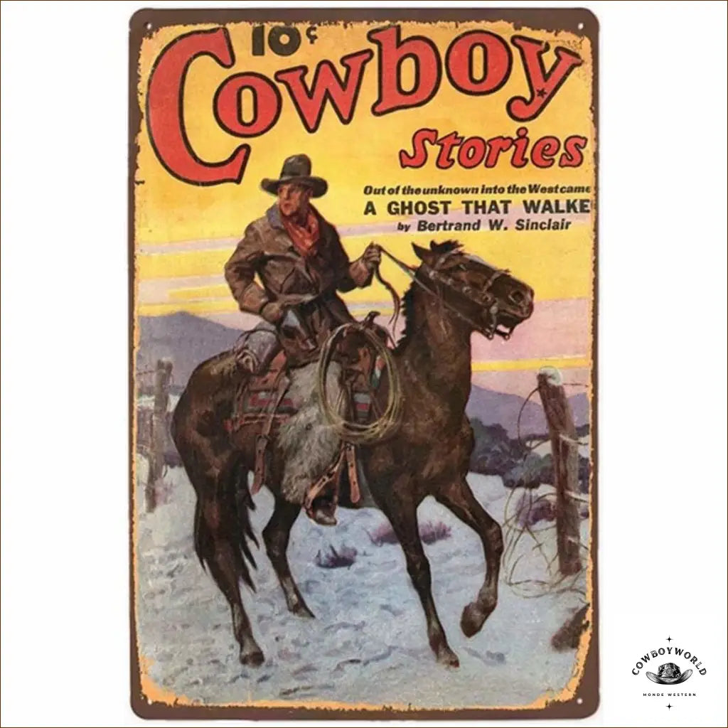 Plaque Métal Cowboy Stories