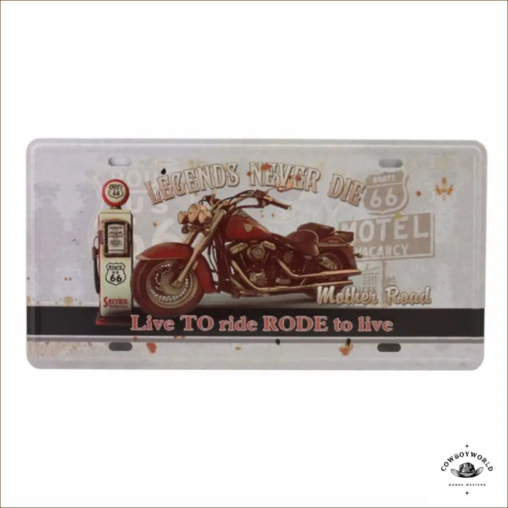 Plaque Métal Live to Ride Rode to Live