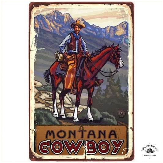 Plaque Métal Montana Cowboy