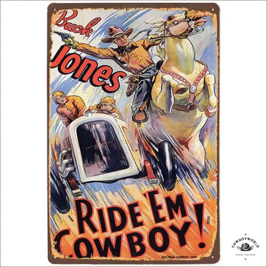 Plaque Métal Ride Em Cowboy