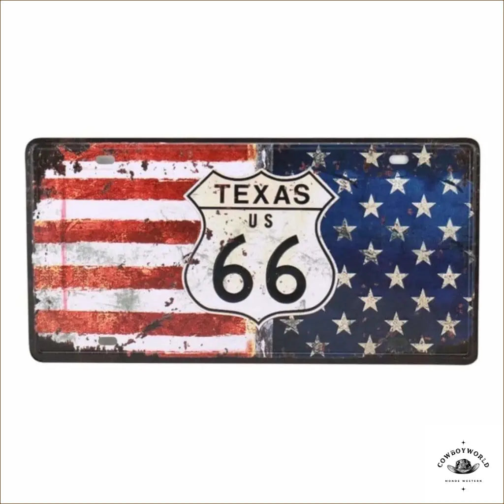 Plaque Métal Texas US 66