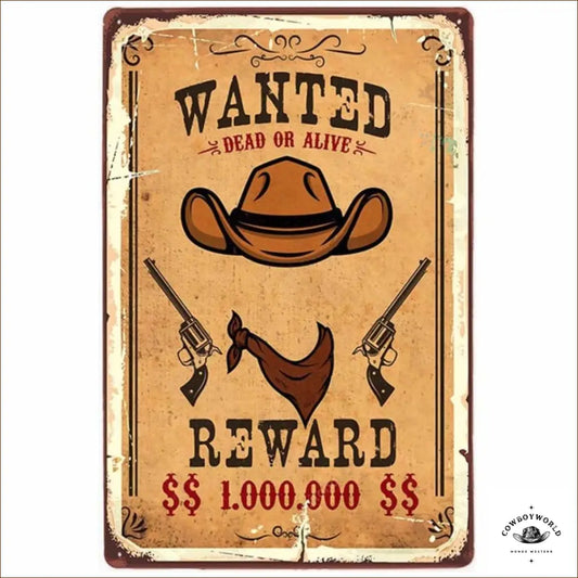 Plaque Métal Wanted 1.000.000 $