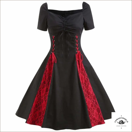 Robe Longue Western Rouge et Noire