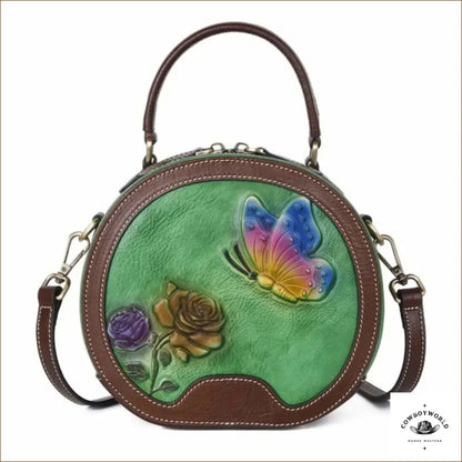 Sac Cuir Fleuri