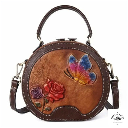 Sac Cuir Fleuri