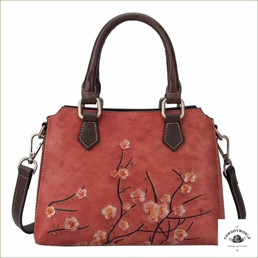 Sac Cuir Motif Floral