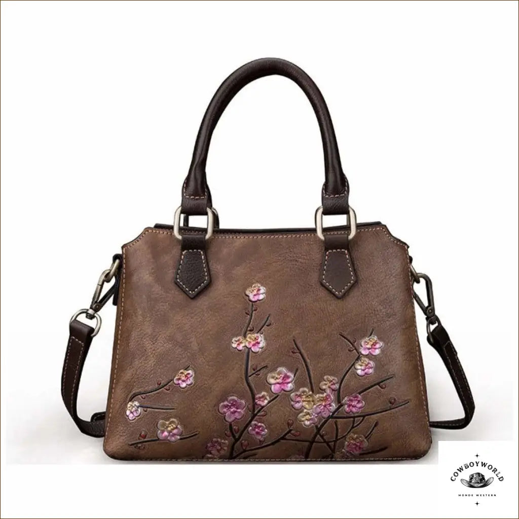 Sac Cuir Motif Floral