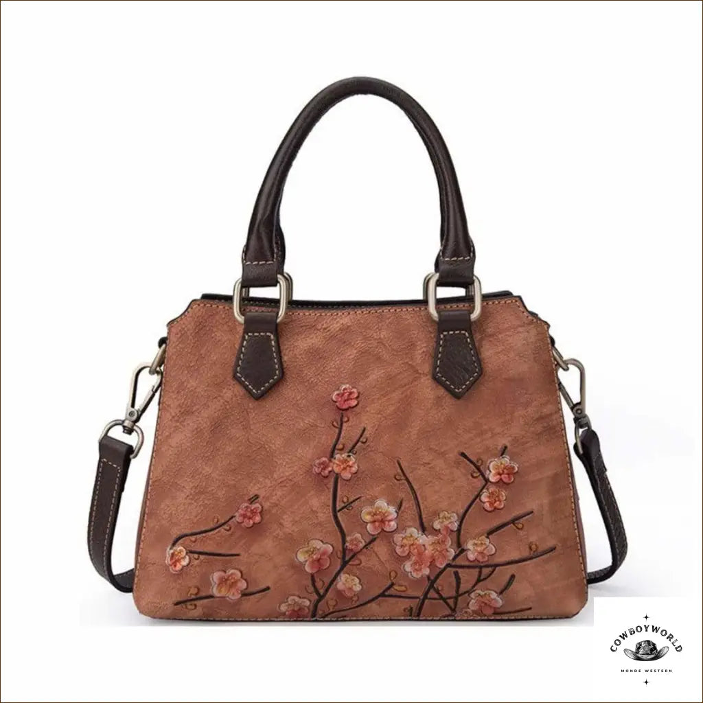 Sac Cuir Motif Floral