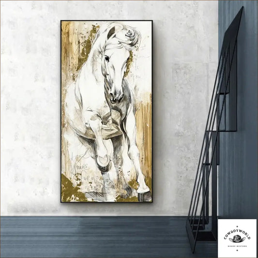 Tableau Western Cheval Noir et Blanc