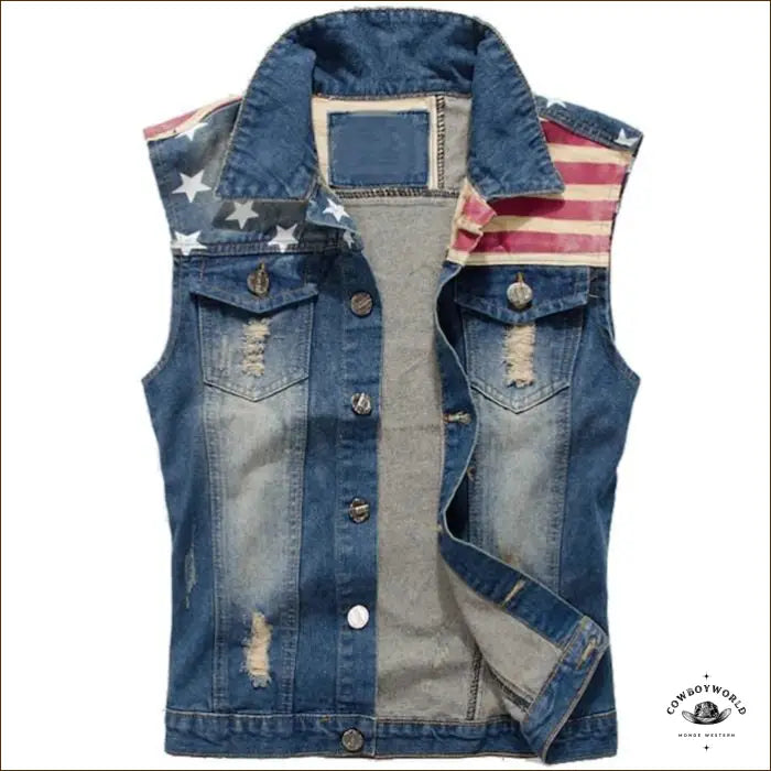 Veste en Jean Drapeau USA