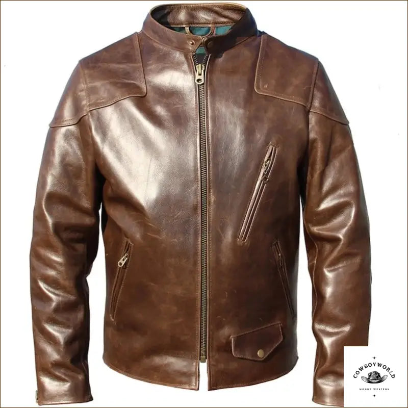 Veste Western en Cuir Patiné