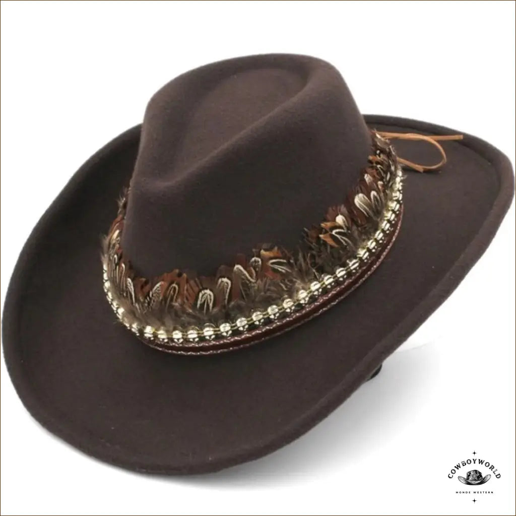 Chapeau Country Avec Plumes