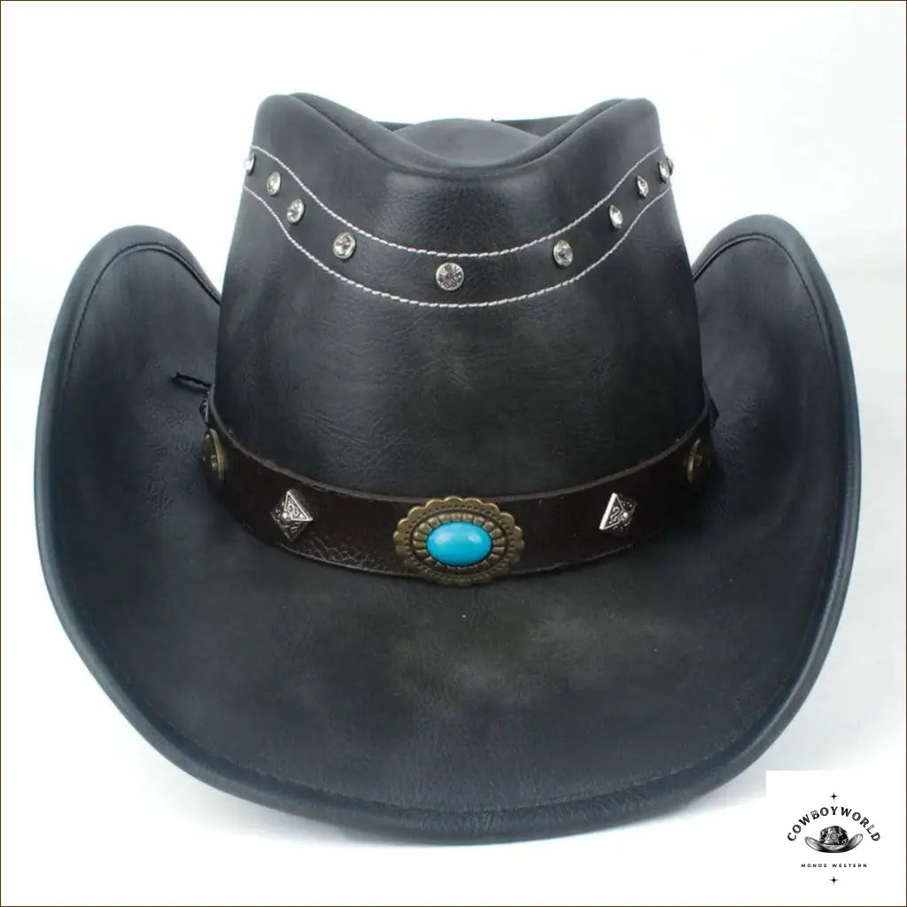 Chapeau de Cowboy Cuir Noir