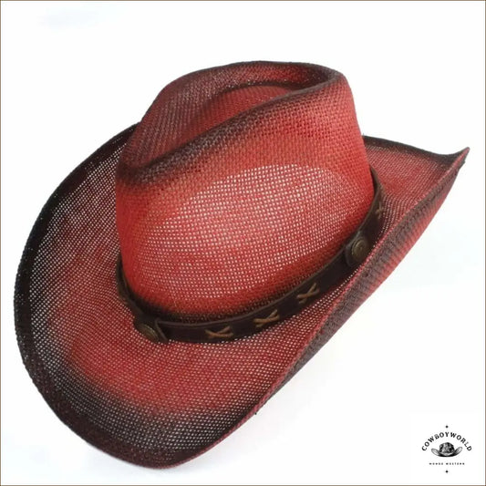 Chapeau de Paille Western Rouge et Noir